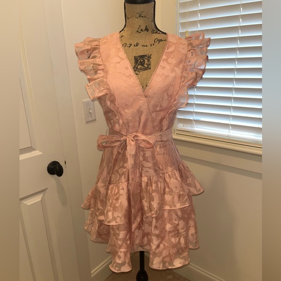 Laundry By Shelli Segal - Pink flutter-sleeve organza minidress - Picture 2 of 4